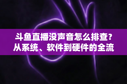 斗鱼直播没声音怎么排查？从系统、软件到硬件的全流程解决指南