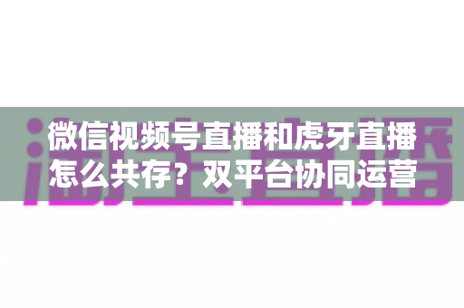 微信视频号直播和虎牙直播怎么共存?双平台协同运营全攻略 微信视频号直播和虎牙直播怎么共存?双平台协同运营全攻略
